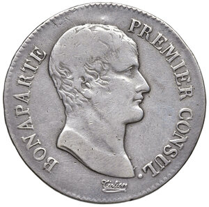 obverse: Francia. Napoleone primo console (1799-1804). Da 5 franchi anno 12-A (Parigi) AG. Gadoury 577. Questo esemplare è stato utilizzato come moneta porta messaggi. q.BB