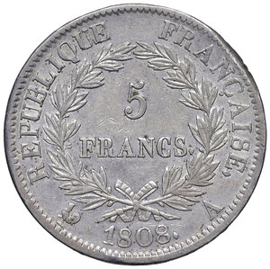 reverse: Francia. Napoleone I imperatore (1804-1814). Da 5 franchi 1809-A (Parigi) AG. Gadoury 584. Buon BB