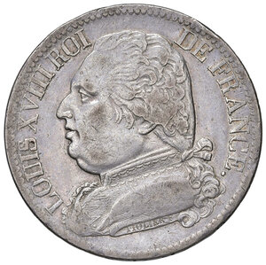 obverse: Francia. Luigi XVIII (1814-1824). I periodo: prima restaurazione, 1814-1815. Da 5 franchi 1814-L (Bayonne) AG. Gadoury 591. BB/Buon BB