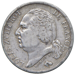 obverse: Francia. Luigi XVIII (1814-1824). Franco 1820-K (Bordeaux) AG. Gadoury 591. Raro. BB/q.BB