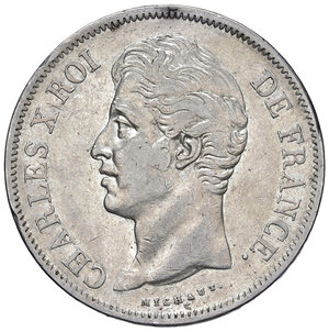 obverse: Francia. Carlo X (1824-1830). Da 5 franchi 1830-BB (Strasburgo) AG. Gadoury 644. Raro. Buon BB