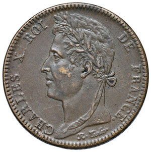 obverse: Francia. Carlo X (1824-1830). Colonie francesi. Da 10 centesimi 1829-A (Parigi) CU. Buon BB