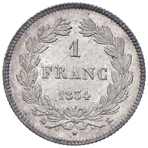 reverse: Francia. Luigi Filippo I (1830-1848). Franco 1834-K (Bordeaux) AG. Gadoury 453. Delicata patina su fondi lucenti, q.FDC