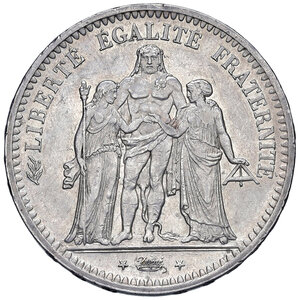 reverse: Francia. Seconda Repubblica (1848-1852). Da 5 franchi 1849-A (Parigi) AG. Gadoury 683. Colpetto sul ciglio alle ore 12 del rov., altrimenti q.SPL