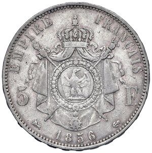 reverse: Francia. Napoleone III imperatore (1852-1870). Da 5 franchi 1856-D (Lione) AG. Gadoury 734. BB