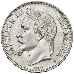 obverse: Francia. Napoleone III imperatore (1852-1870). Da 5 franchi 1870-A (Parigi) AG. Gadoury 739. q.SPL