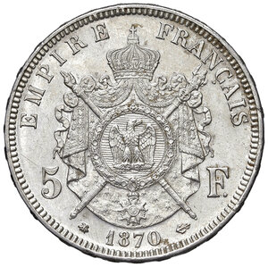 reverse: Francia. Napoleone III imperatore (1852-1870). Da 5 franchi 1870-A (Parigi) AG. Gadoury 739. q.SPL