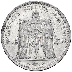 reverse: Francia. Terza Repubblica (1870-1940). Da 5 franchi 1878-A (Parigi) AG. Gadoury 745a. Migliore di SPL