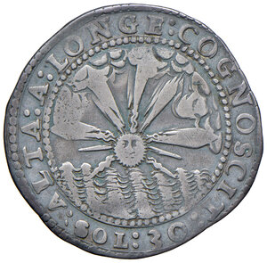 reverse: Mantova. Ferdinando Carlo Gonzaga-Nevers reggenza della madre Isabella Clara (1665-1669). Da 30 soldi 1666 AG gr. 6,61. MIR 725. Rara. BB