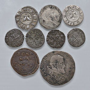 obverse: Bologna. Epoca comunale e pontificia. Lotto di nove (9) monete in argento, mistura e rame. Da MB a migliore di BB