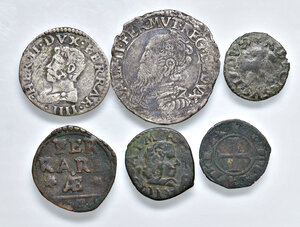 obverse: Ferrara. Epoca comunale, estense e pontificia. Lotto di sei (6) monete in argento, mistura e rame. Da MB a BB
