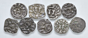obverse: Lucca. Epoca di Enrico II, III, IV e V. Lotto di nove (9) denari in argento. Da MB a BB