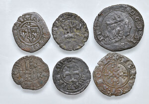 obverse: Napoli. Epoca angioina e aragonese. Lotto di sei (6) monete in mistura. Da q.BB a BB
