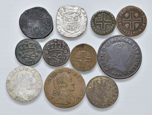 obverse: Savoia. Secc. XVI-XVIII. Lotto di undici (11) monete in argento, mistura e rame. Da MB a migliore di BB