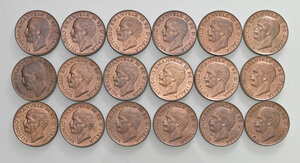 obverse: Savoia. Vittorio Emanuele III (1900-1946). Lotto di diciotto (18) monete da 5 centesimi 1927 CU. FDC