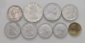 obverse: Savoia. Vittorio Emanuele III (1900-1946). Monetazione per l Albania. Lotto di nove (9) monete di anni e valori diversi. Da buon BB a SPL