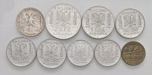 reverse: Savoia. Vittorio Emanuele III (1900-1946). Monetazione per l Albania. Lotto di nove (9) monete di anni e valori diversi. Da buon BB a SPL