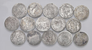 reverse: Francia. Luigi XIV (1643-1715). Lotto di quindici (15) monete in argento da 1/12 di scudo varie date. Da MB a q.BB
