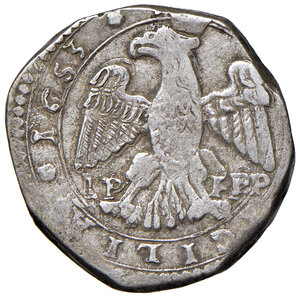 reverse: Messina. Filippo IV di Spagna (1621-1665). Da 4 tarì 1653 (sigle IP-PP) AG gr. 10,51. MIR 355/28. q.BB