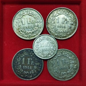 obverse: SVIZZERA. Lotto 5 monete in argento. Conservazioni varie.