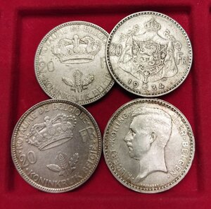 obverse: BELGIO. Lotto 04 momete in argento da 20 Francs del 1934 e 1935. Gradevoli.