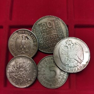 obverse: Lotto 05 monete (Francia, Germania, Grecia, ) in argento molto interessanti, conservazioni varie ma gradevoli.