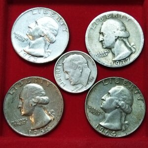 obverse: USA. Lotto 5 monete in argento. Conservazioni varie.