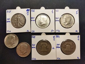 obverse: USA. Lotto 07 monete in argento HALF DOLLAR, vari anni e conservazioni.