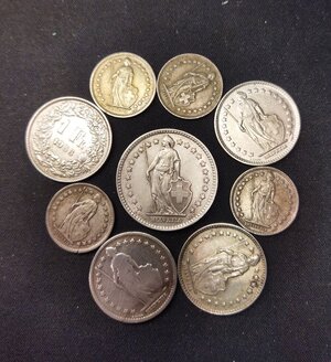 obverse: SVIZZERA. Lotto 09 monete in argento, vari anni e conservazioni.