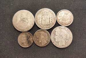 reverse: MONDO. Lotto 06 monete centenarie molto interessanti, in argento. Conservazioni varie.
