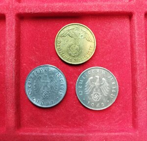 obverse: GERMANIA. Lotto 03 monete WWII. III Reich. Conservazioni varie.