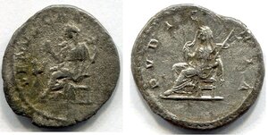 reverse: Lotto di 2 denari di due imperatrici molto affascinanti, ossia GIULIA SOEMIA (218-222) e GIULIA MESA (218-224); 1.) Ar denarius (2,01 gr.). D.\: IVLIA SOEMIAS AVG; R.\: VENVS CAELESTIS. RIC 243. MB. (suberato?); 2.) AR denarius (2,98 gr.). D.\: IVLIA MAESA AVG; R.\: PVDICITIA; RIC 268, qBB; 