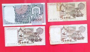 reverse: Italia. Lotto 4 banconote da Lire 10.000 e 5.000, un paio discrete, un paio molto circolate ma gradevoli.