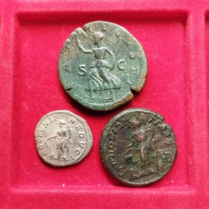 reverse: Lotto di 3 monete (di cui 1 non comune) dell’imperatore ALESSANDRO SEVERO (222-235): 1.) Roma. AE Sestertius (30 mm. – 18,09 gr.). R.\: PAX AVGVSTI. BB/qBB. Ottima patina verde; 2.) Roma. AE asse (26 mm. – 10,75 gr.). D.\: IMP ALEXANDER PIVS AVG; R.\: PROVIDENTIA AVG. RIC IV, 644. qBB. NC.3.) Roma. Ar Denarius (2,39 gr.). R.\: FORTVNAE REDVCI; qBB.