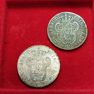 reverse: Savoia. Vittorio Amedeo III. Lotto 02 monete da 20 Soldi del 1796. Mi. QBB e BB.