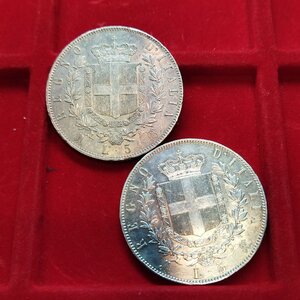 reverse: Vittorio Emanuele 2°. Lotto 02 monete da 5 Lire del 1872 Milano, in argento e dalle discrete conservazioni.