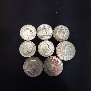 reverse: Regno d italia. Lotto 08 monete in argento varie, Vitt. Em. 2°, Umberto I e Vitt. Em. 3°. Interessanbte, conservazioni varie.