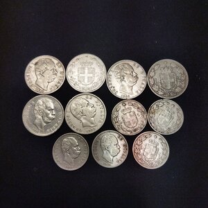 obverse: Regno d Italia. Umberto I, Lotto 11 monete in argento da Lire 2 e Lire 1. Conservazioni e anni vari.