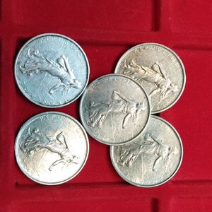 reverse: FRANCIA. Lotto 5 monete in argento da 5 Francs. Conservazioni varie.