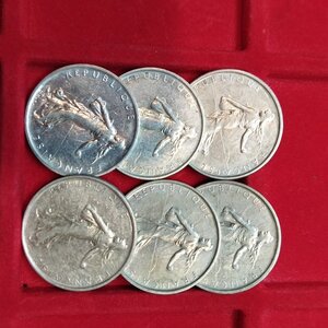 reverse: FRANCIA. Lotto 6 monete in argento da 5 Francs. Conservazioni varie.