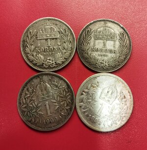 reverse: AUSTRIA. Lotto 04 monete in argento da 1 franco del 1893, 1894, 1900, 1912. Conservazioni varie.