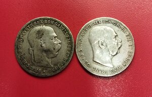 obverse: AUSTRIA. Lotto 02 monete in argento da 1 franco del 1893, 1915. Conservazioni varie.
