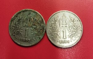 reverse: AUSTRIA. Lotto 02 monete in argento da 1 franco del 1893, 1915. Conservazioni varie.