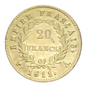 reverse: FRANCE  NAPOLEONE BONAPARTE 20 FRANCS 1811 A AU. 6,41 GR. BB