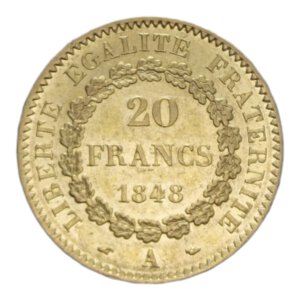 reverse: FRANCE  REPUBLIC 20 FRANCS 1848 A AU. 6,43 GR. BB-SPL