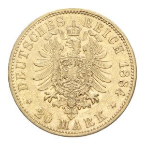 reverse: GERMANY PREUSSEN WILHELM 20 MARK 1884 A AU. 7,97 GR. BB-SPL