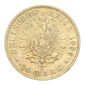 reverse: GERMANY PREUSSEN WILHELM 20 MARK 1886 A AU. 7,96 GR. SPL/qSPL