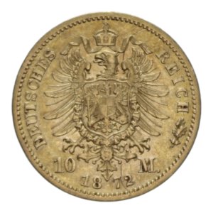 reverse: GERMANY PREUSSEN WILHELM 10 MARK 1872 B AU. 3,95 GR. BB+/BB-SPL