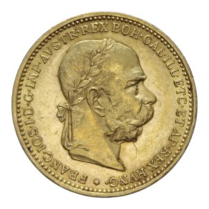 obverse: AUSTRIA FRANCESCO GIUSEPPE I 20 CORONA 1896 AU. 6,80 GR. SPL-FDC/FDC (COLPETTO)