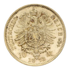reverse: GERMANY PREUSSEN WILHELM 10 MARK 1873 A AU. 4,01 GR. qSPL